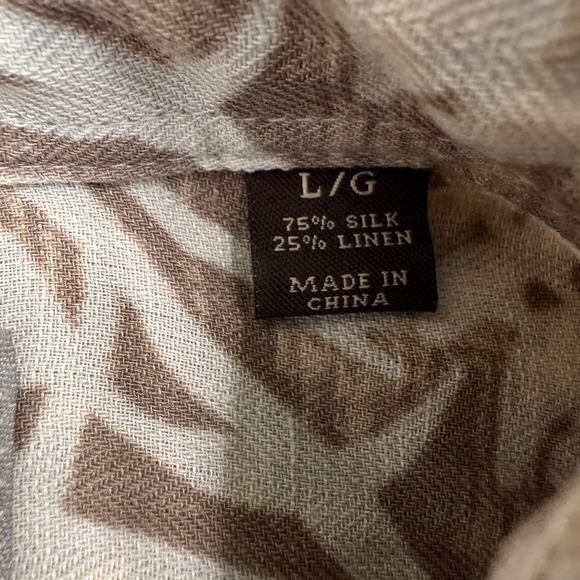 Margaritaville Mens Size L Shirt Short Sleeve Palm Leaf Print Silk‎ Linen Blend - Picture 5 of 8